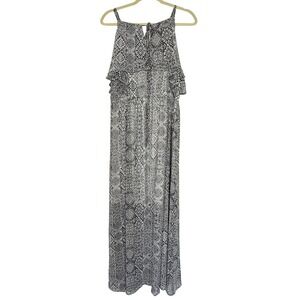 Torrid Black White Geometric Tile Print Ruffle Maxi Dress Plus Size 1 Halter 1X